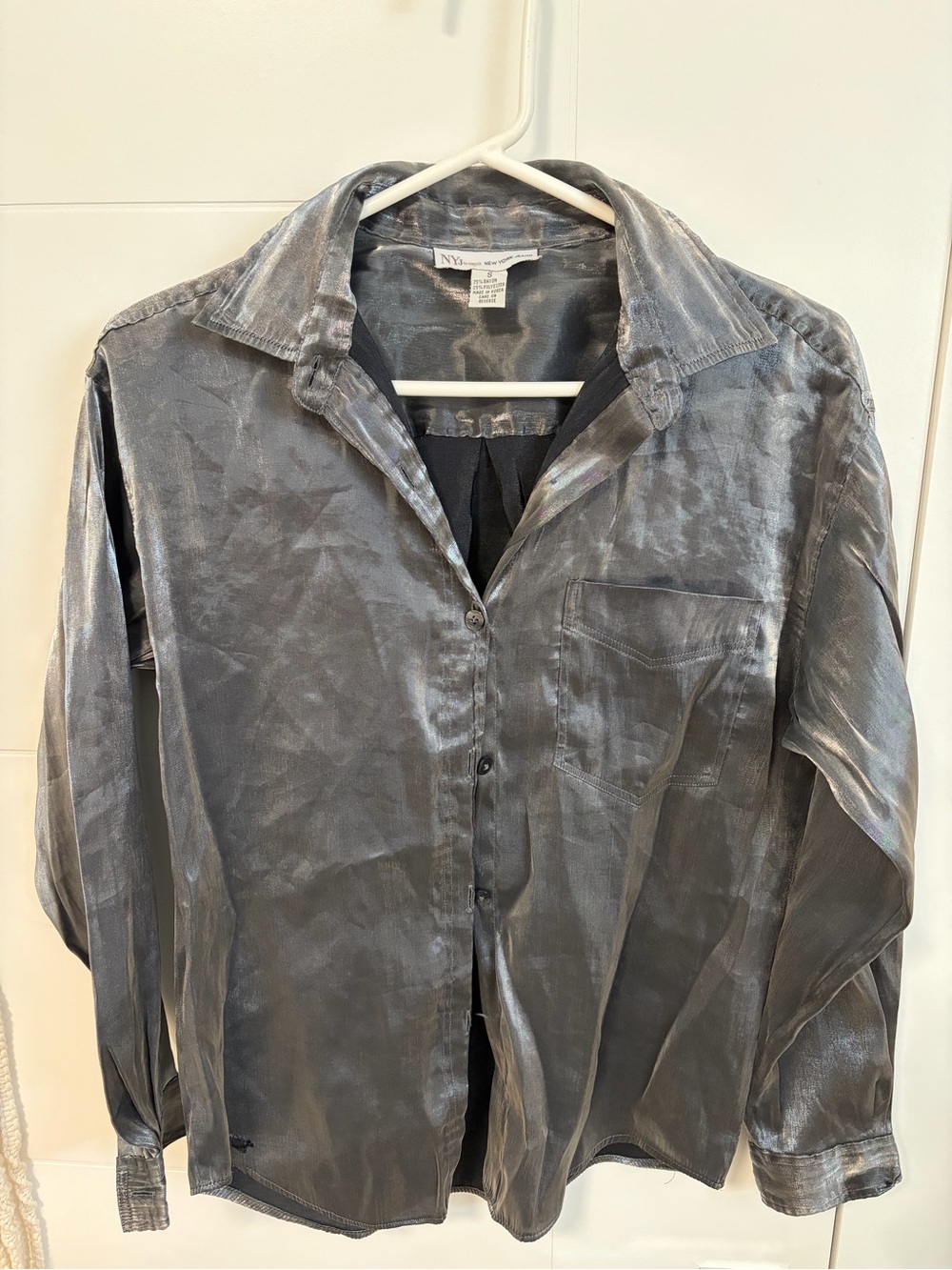 NY Jeans Metallic Silver Top